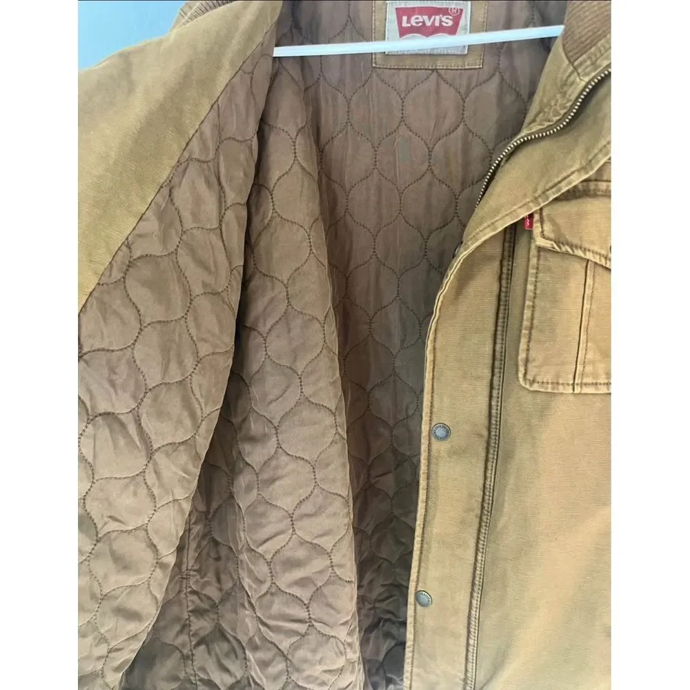 Levi’s $138 Tan Brown Washed Cotton‎ Military style Utility Jacket Men’s XXL